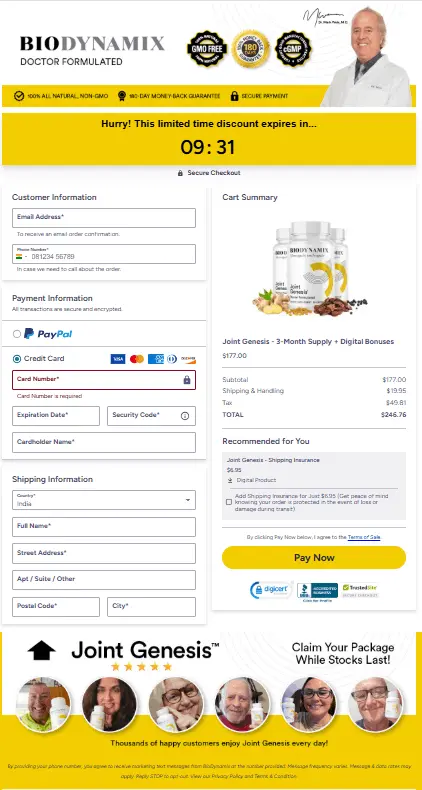 Joint Genesis order page